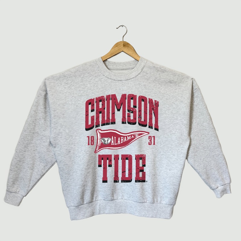 ALABAMA CRIMSON TIDE PENNANT PRIDE PREMIUM FLEECE DROP SHOULDER CREWNECK PULLOVER