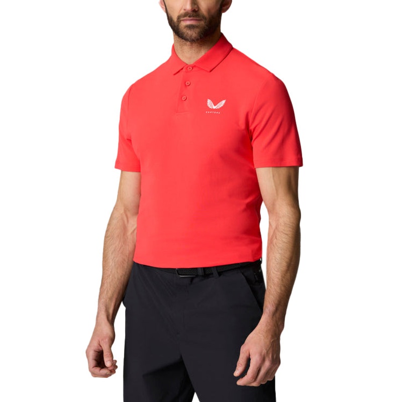 Castore Club Classic Polo Golf Shirt – Poppy Red