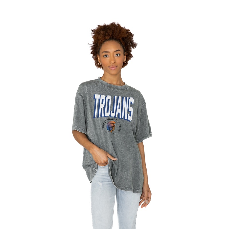 VIRGINIA STATE TROJANS Solid Defense Oversized Crewneck Tee