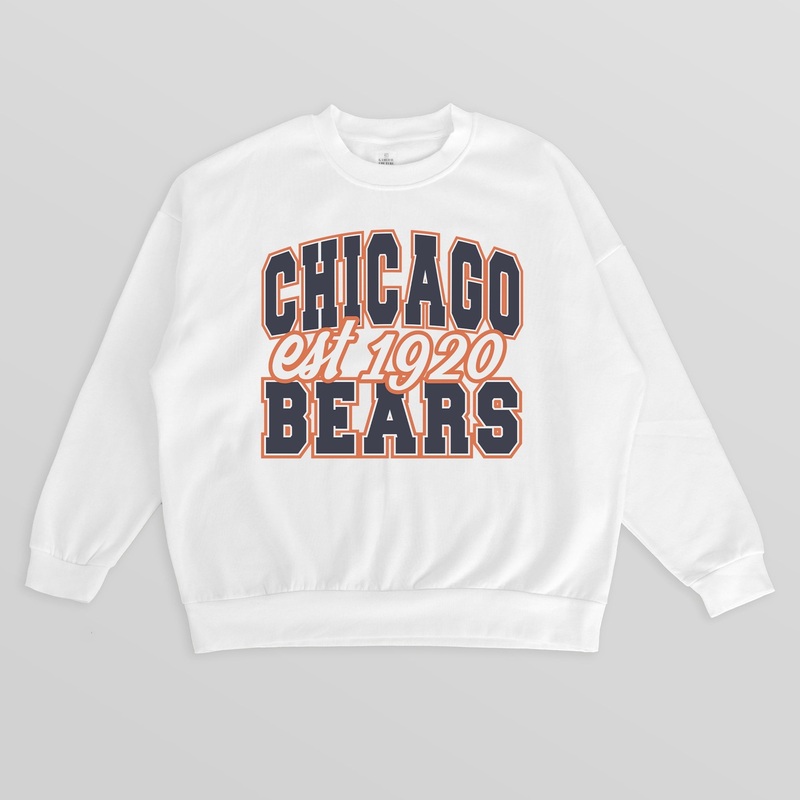CHICAGO BEARS FADED FORMATION PREMIUM FLEECE CREWNECK PULLOVER