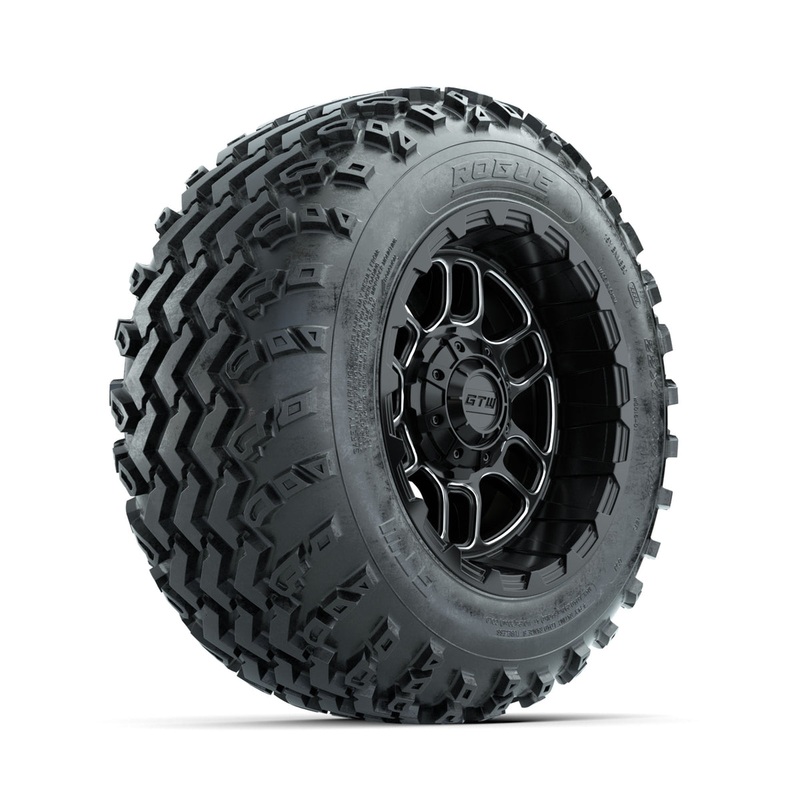 GTW Titan Machined/Black 12 in Wheels with 22×11.00-12 Rogue All Terrain Tires  Full Set