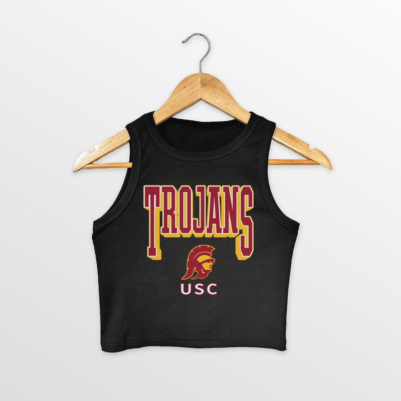 USC TROJANS PURE VICTORY ESSENTIAL RIBBED CROP TANK