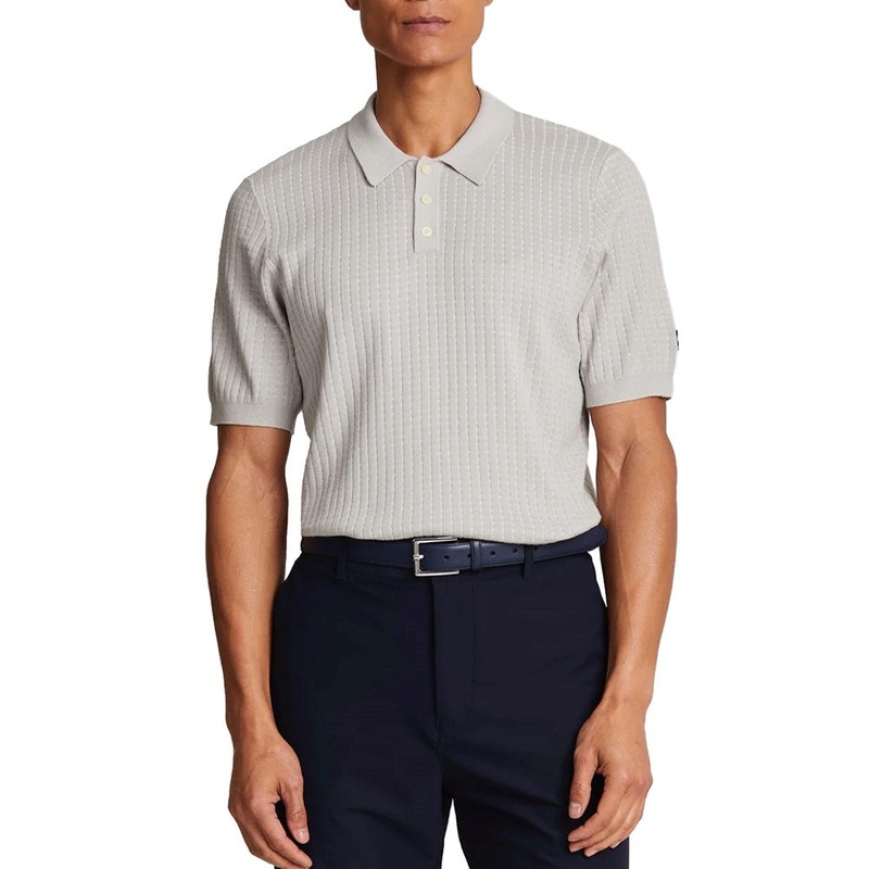 Lyle And Scott Golf Knitted Grid Polo Shirt – Pebble