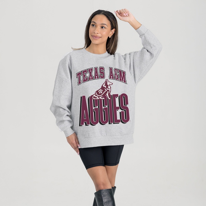TEXAS A&M AGGIES FIERCE FOCUS PREMIUM FLEECE DROP SHOULDER CREWNECK PULLOVER