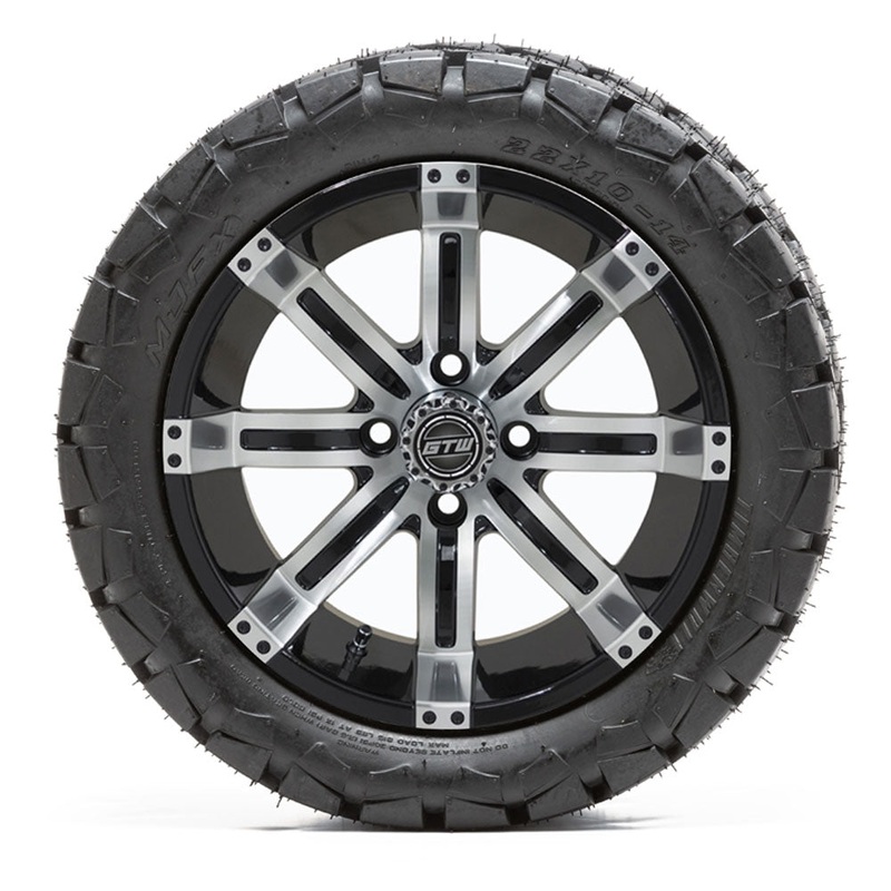 14 GTW Tempest Black and Machined Wheels with 22 Timberwolf Mud Tires  Set of 4 PN# A19-398