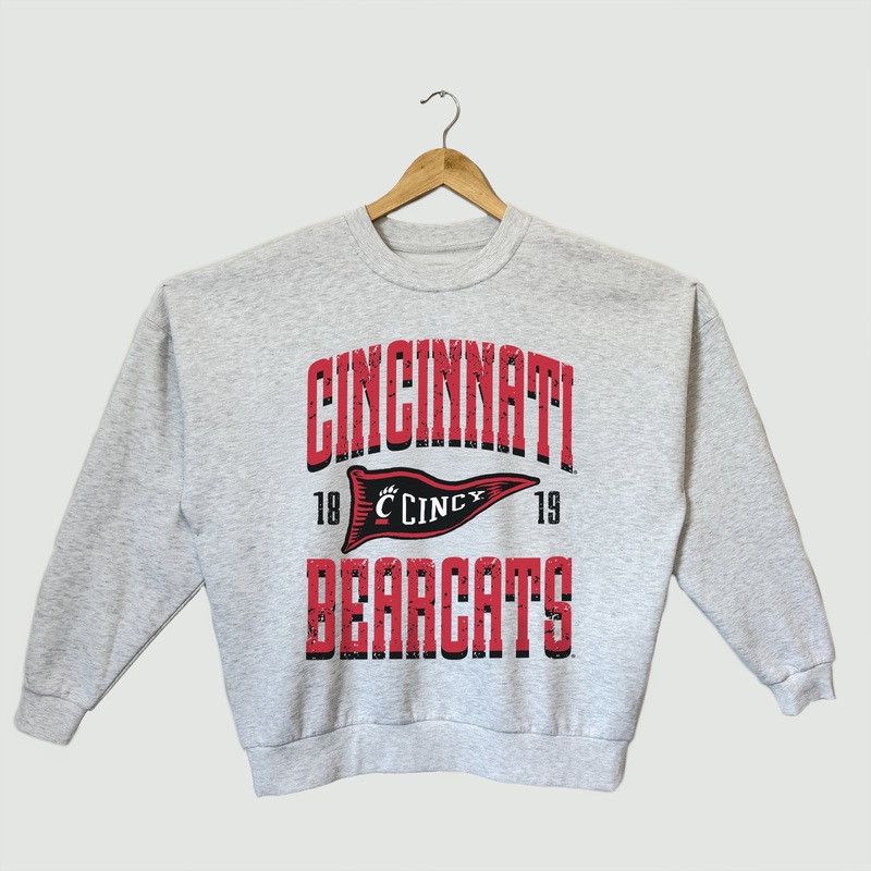 CINCINNATI BEARCATS PENNANT PRIDE PREMIUM FLEECE DROP SHOULDER CREWNECK PULLOVER