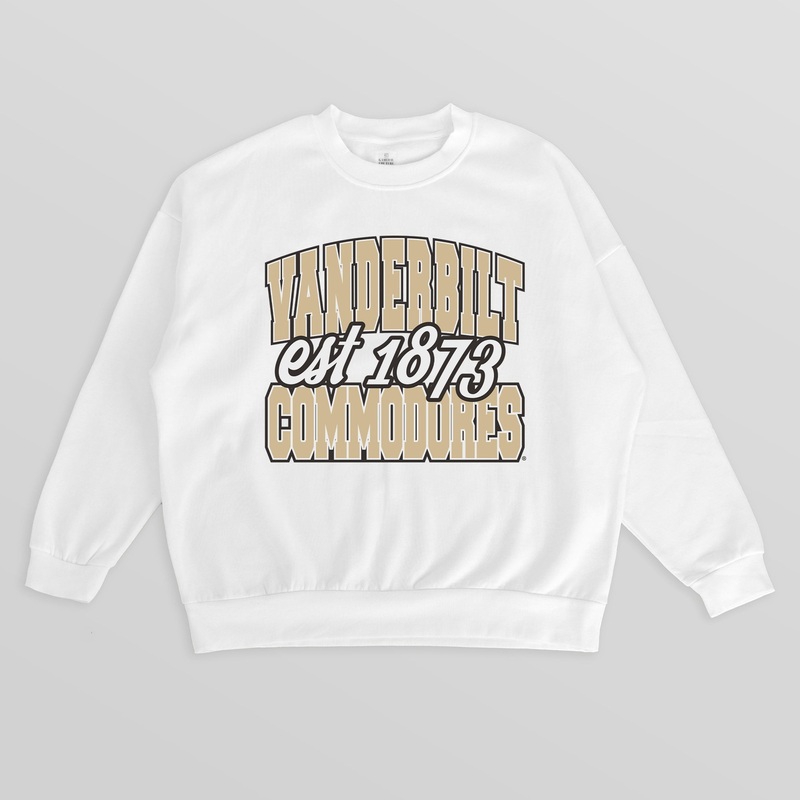 VANDERBILT COMMODORES FADED FORMATION PREMIUM FLEECE DROP SHOULDER CREWNECK PULLOVER
