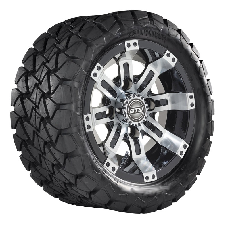 10 GTW Tempest Black and Machined Wheels with 22 Timberwolf Mud Tires – Set of 4 PN# A19-332