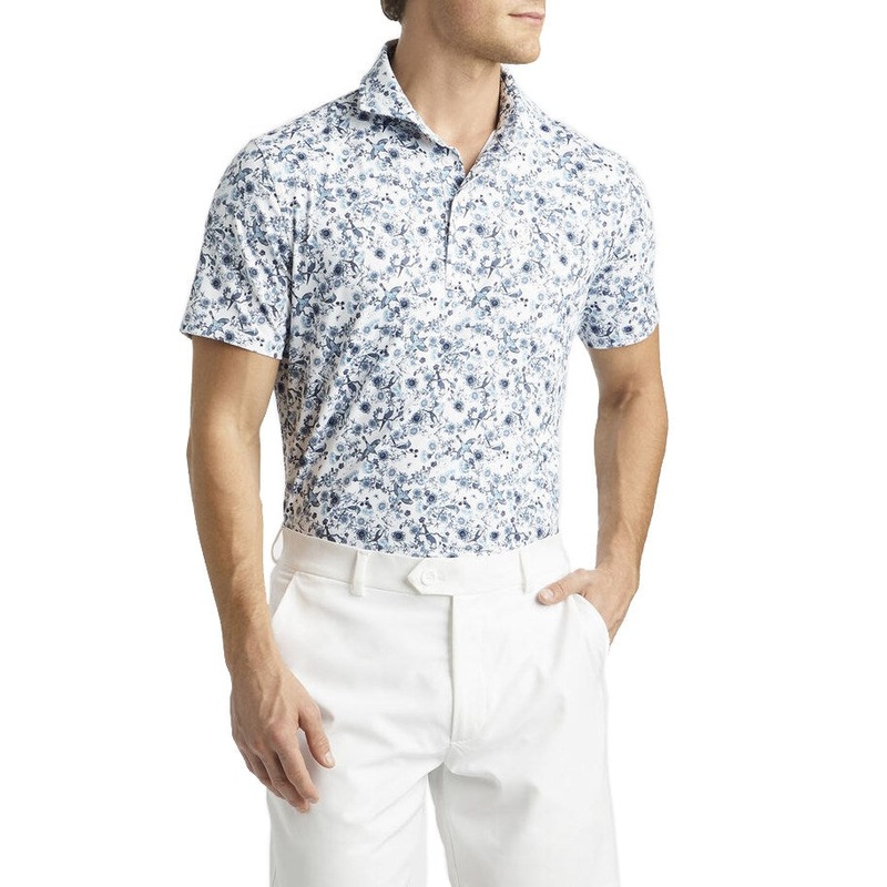 G/Fore Botanic Garden Tech Jersey Modern Spread Collar Golf Polo – Ink