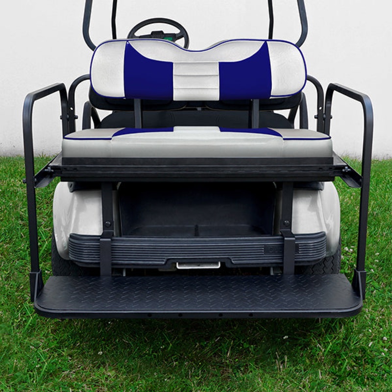 RHOX Rhino Aluminum Seat Kit, Rally White/Blue, Club Car DS PN# SEAT-425WBL-R