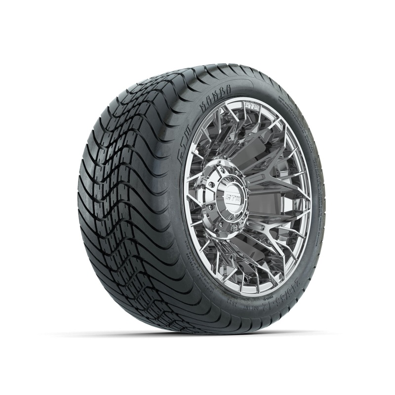 Set of (4) 12 in GTW Stellar Chrome Wheels with 215/35-12 Mamba Street Tires PN# A19-772