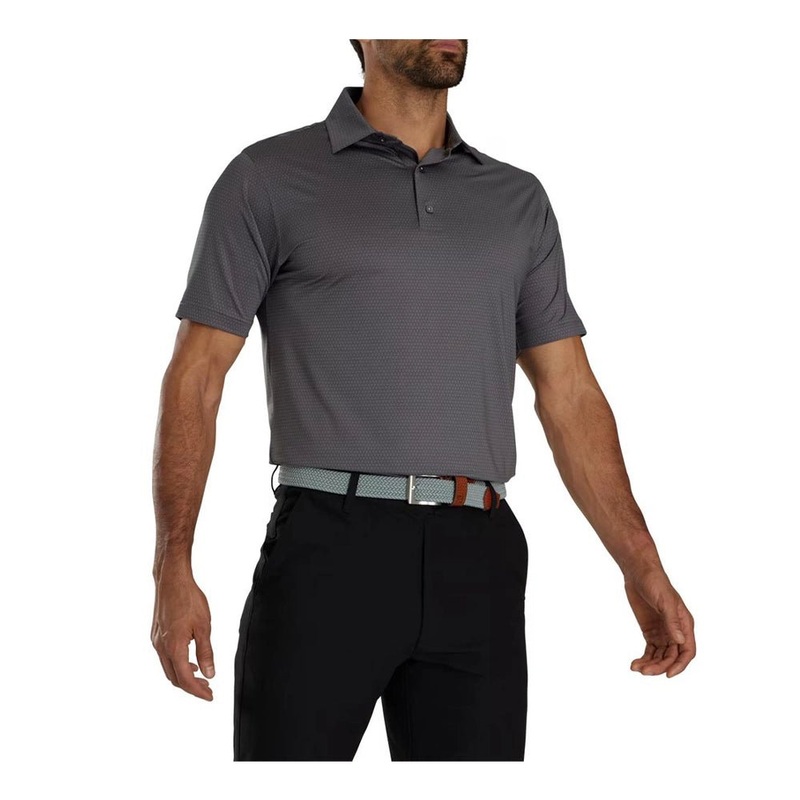FootJoy Tonal Triangle Print Lisle Self Collar Golf Polo