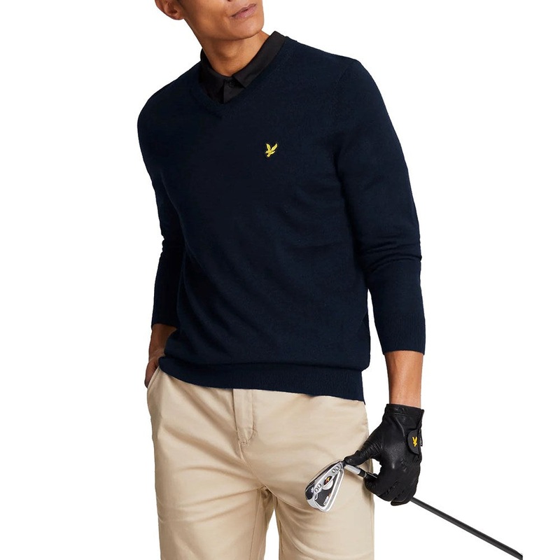 Lyle & Scott Merino Blend V-Neck Knit – Navy