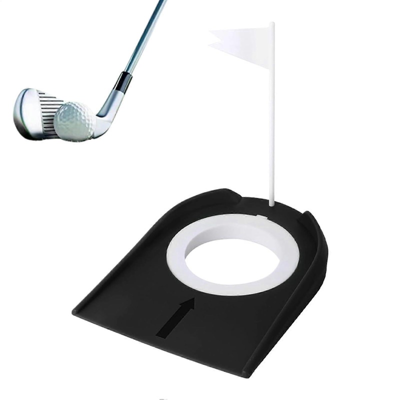 Golf Hole Cup  Put Cup, Putter Practice Training Help  Set up the training tool with a flag to improve skills outdoors indoors Black