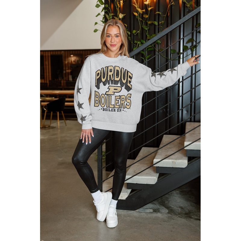 PURDUE BOILERMAKERS RESILIENCE STAR EMBELLISHED CREW SWEATSHIRT
