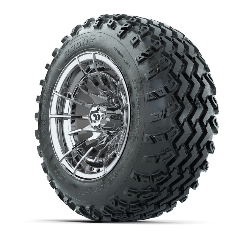 GTW Boost Chrome 12 in Wheels with 22×11.00-12 Rogue All-Terrain Tires  Full Set