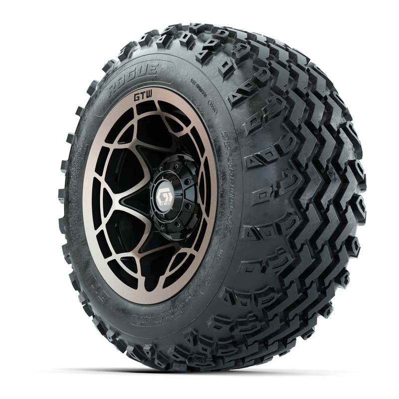 GTW Nexus Gloss Black/Satin Bronze 12 in Wheels with 22×11.00-12 Rogue All-Terrain Tires  Full Set