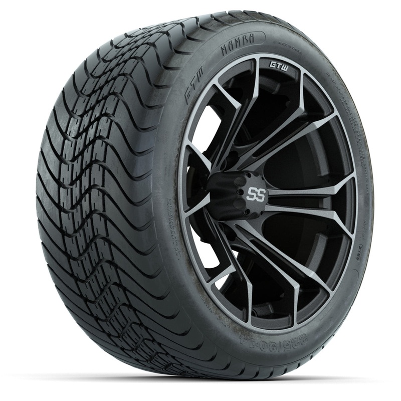 Set of (4) 14 in GTW Spyder Wheels with 225/30-14 Mamba Street Tires PN# A19-538