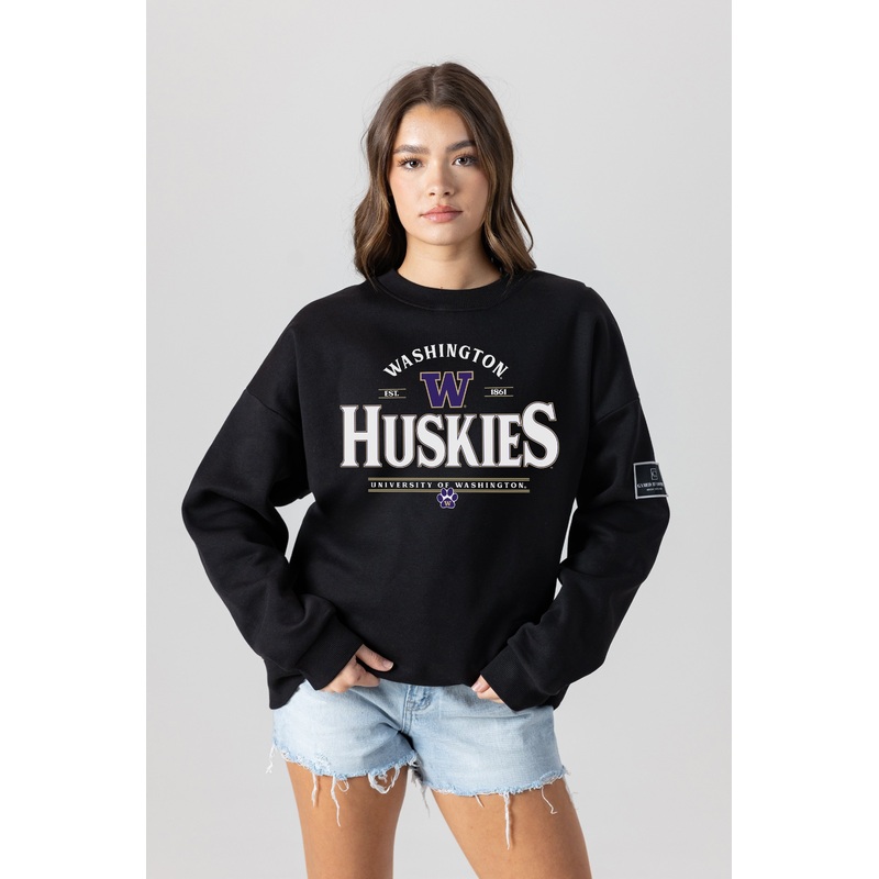 WASHINGTON HUSKIES Players Only Fleece Drop-Shoulder Crew