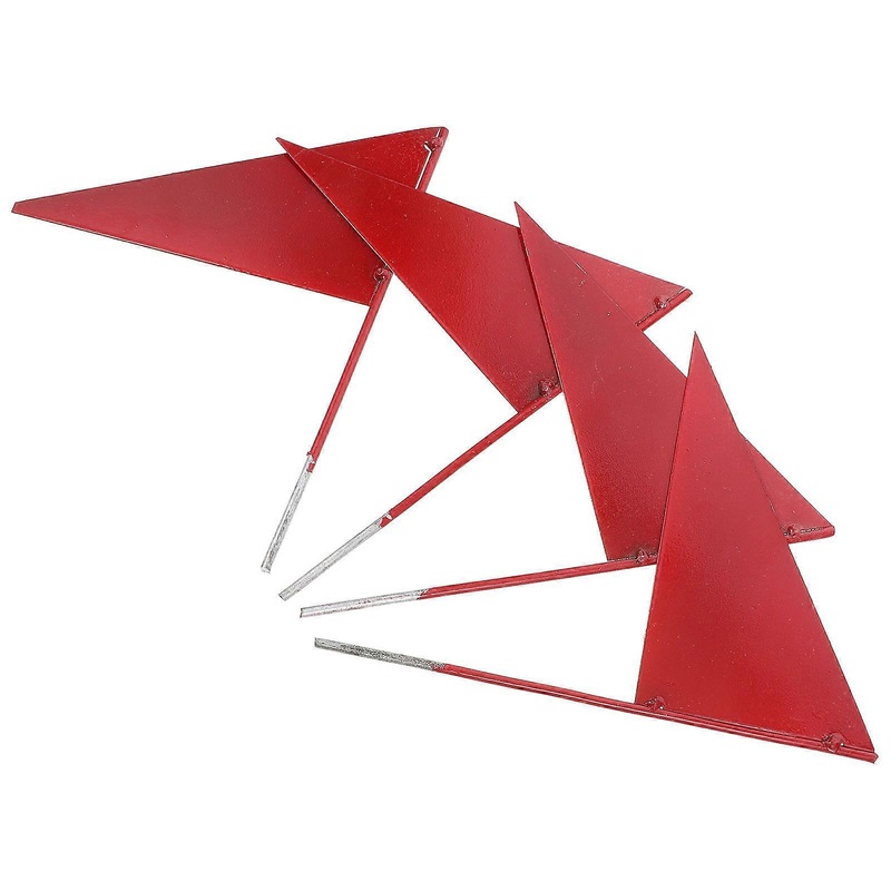 4 Pcs Solid Color Triangle Iron Stick Flags for Shot Put Markers in Outdoor (Red)