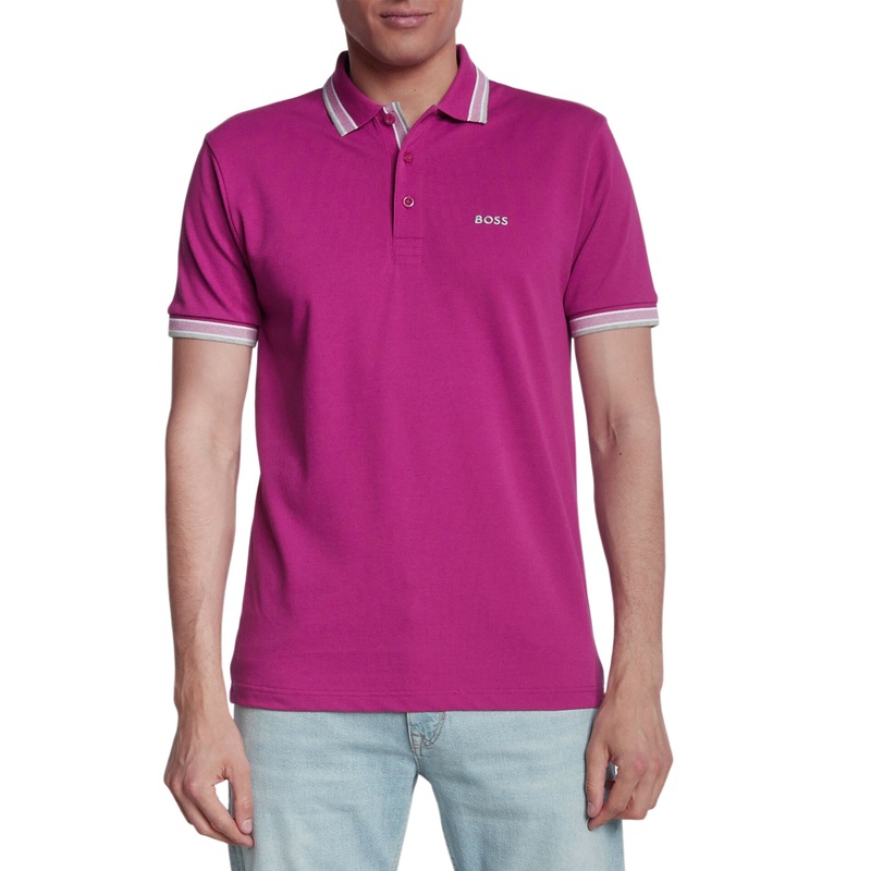 BOSS Paddy Cotton Pique Polo – Open Purple