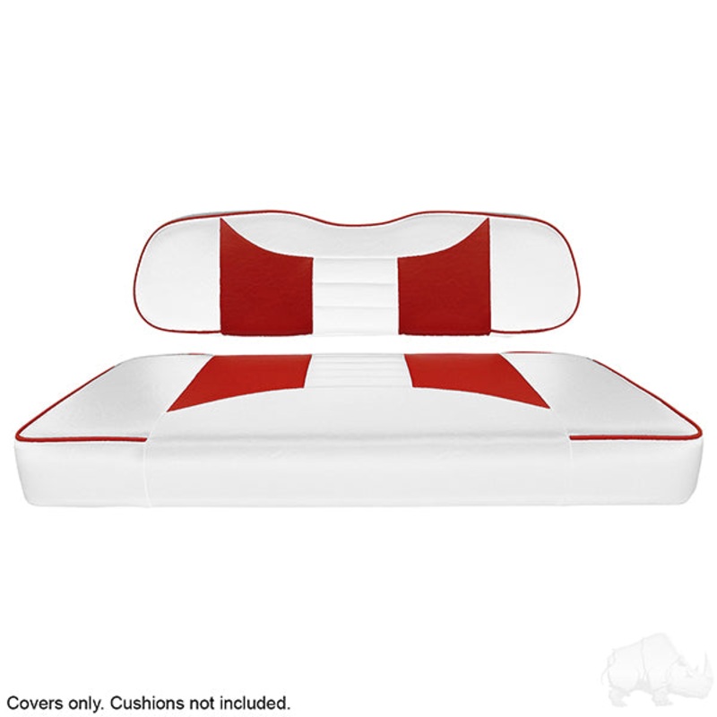 RHOX Front Seat Cover Set, Rally White/Red, Club Car DS PN# SEAT-021WR-R-CV