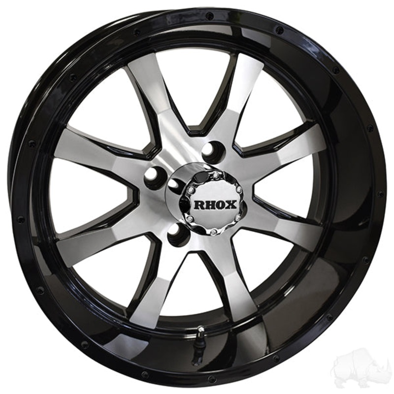 RHOX RX375, Machined Gloss Black, 15×6, ET-15 PN# TIR-RX375