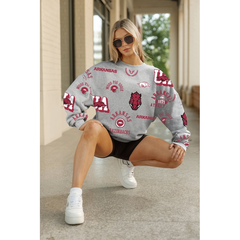 ARKANSAS RAZORBACKS ALWAYS ON REPEAT PREMIUM FLEECE CREW SWEATSHIRT