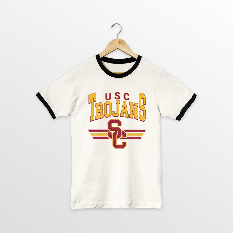 USC TROJANS SWIFT STRIKE VINTAGE RINGER TEE