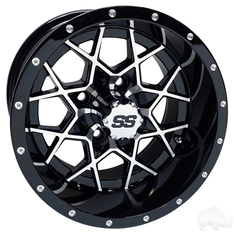 RHOX RX385, Machined Gloss Black, 12×7 ET-25