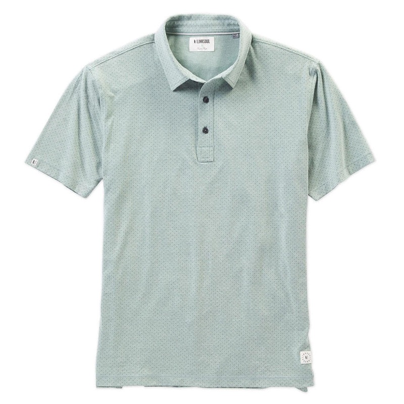 Linksoul Anza Dot Print Polo|Oak Moss Heather|Nutria Heather|Chai Heather|Faded Navy|Gunmetal|River|Small|Medium|Large|X-Large|XX-Large