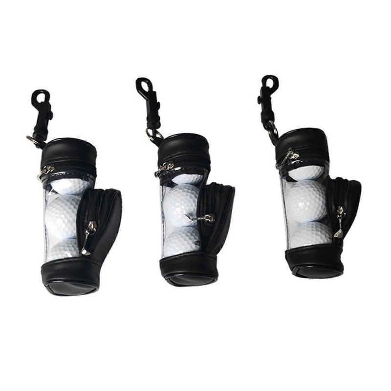 Portable Golf Ball Holder Golf Ball Bag Accessory Kit Bamboo Black