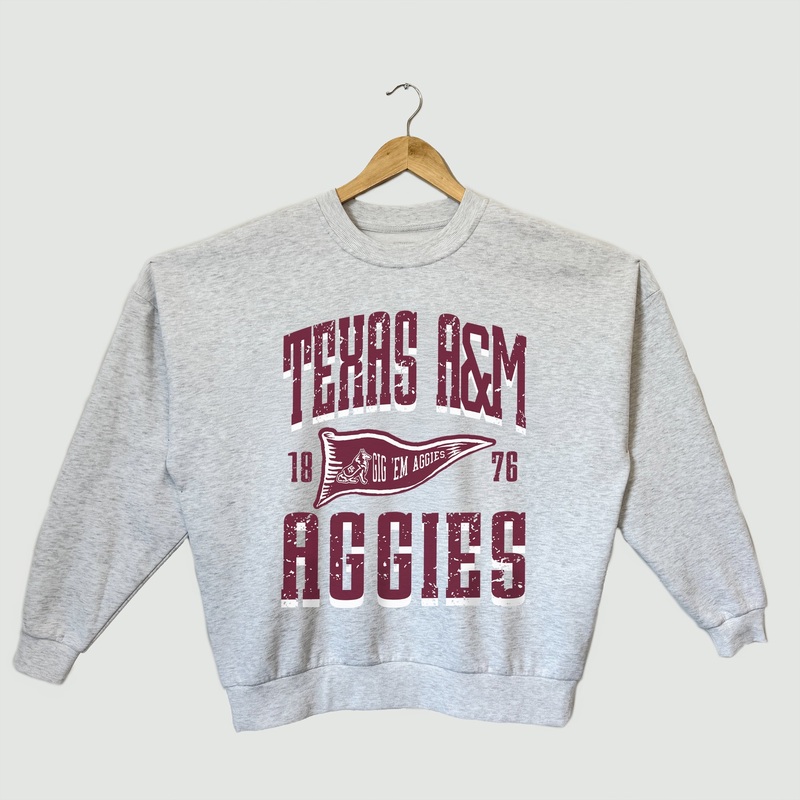 TEXAS A&M AGGIES PENNANT PRIDE PREMIUM FLEECE DROP SHOULDER CREWNECK PULLOVER