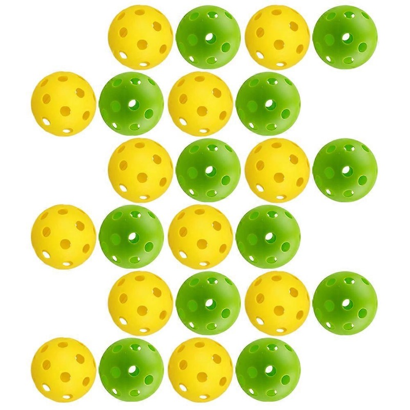 Golfing Practice Hollow Plastic Golf Balls Yellow All-Round Training 24Pcs