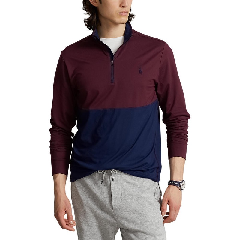 Polo Performance Ralph Lauren 1/4 Zip Peached Jersey – Harvard Wine/French Navy