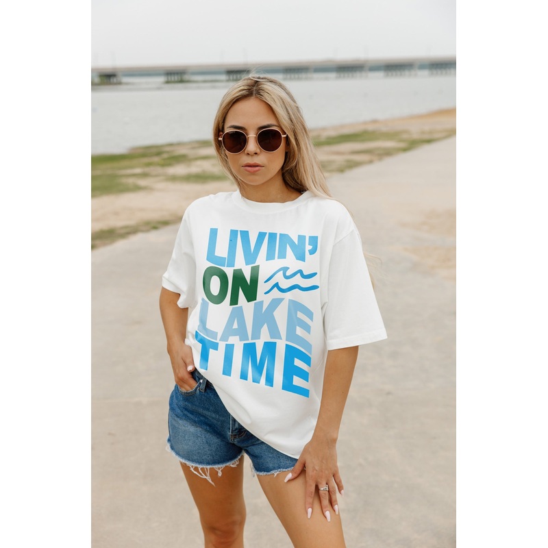CANT BE BOTHERED AT THE LAKE OVERSIZED VINTAGE WASH TEE