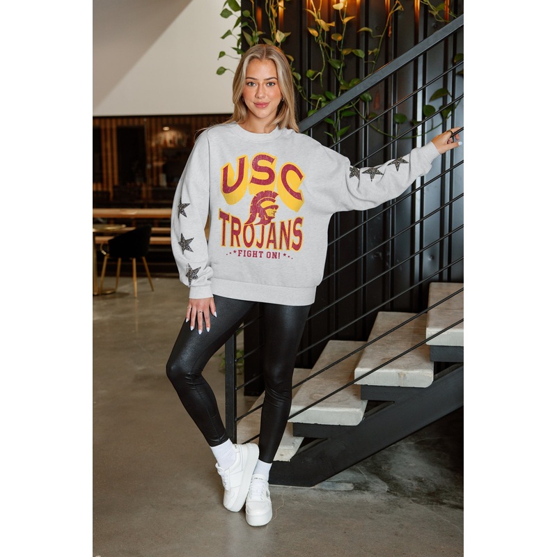 USC TROJANS RESILIENCE STAR EMBELLISHED CREW SWEATSHIRT