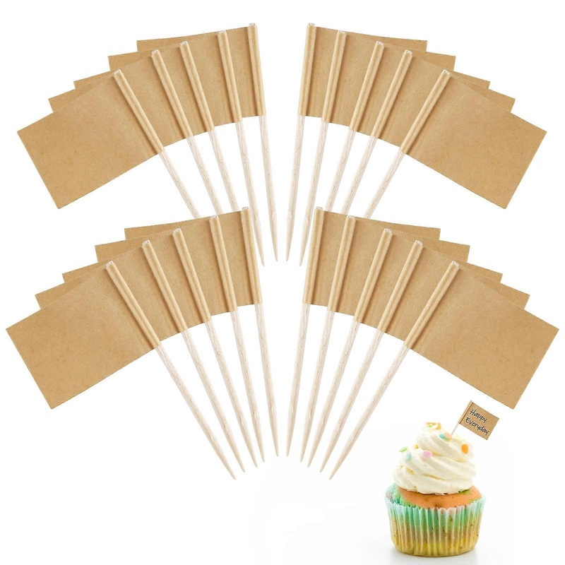 200 Pieces Cheese Marker Flags ,Marking Labels Decoration (Light Yell GNG
