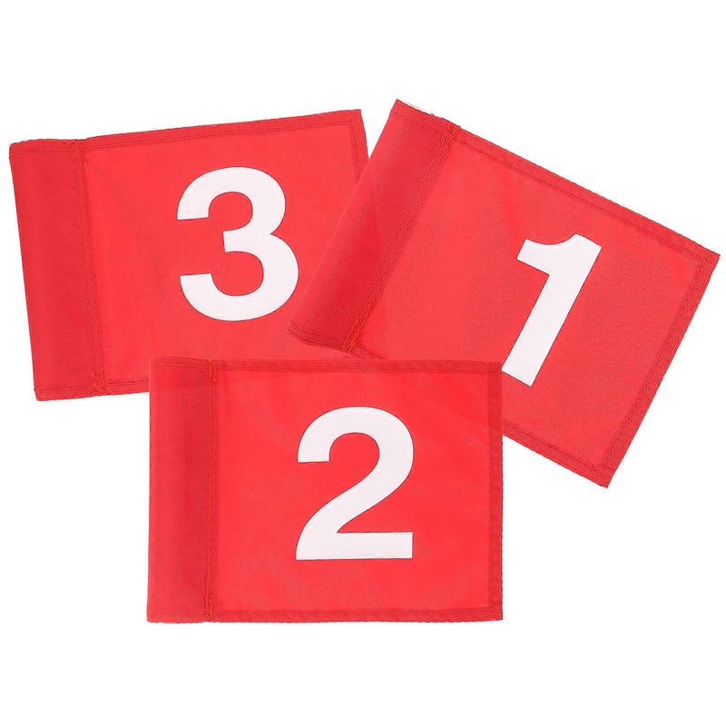 Golf Training Aid Tool Numbered Golfing Putting Flags Anti-Wear Portable Course Flags For Golfers 3Pcs