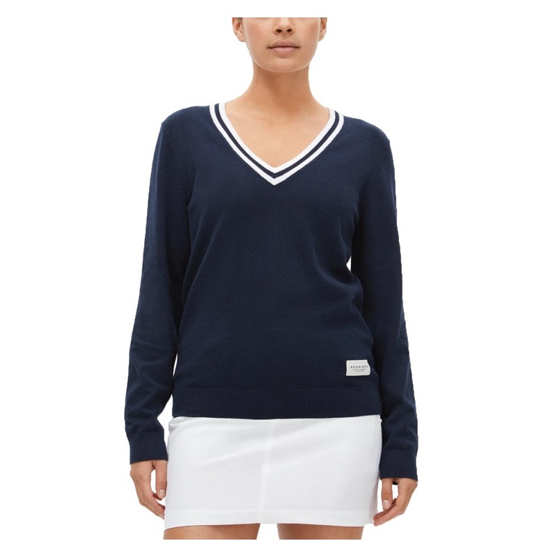 Rohnisch Women’s Adele Knitted Golf Sweater – Navy/White
