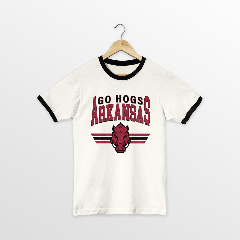 ARKANSAS RAZORBACKS SWIFT STRIKE VINTAGE RINGER TEE