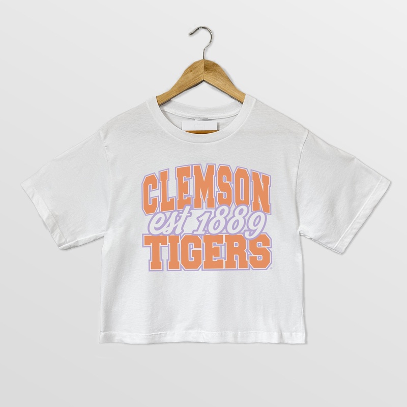 CLEMSON TIGERS DEEP ROOTS BOXY FIT WOMEN’S CROPPED TEE
