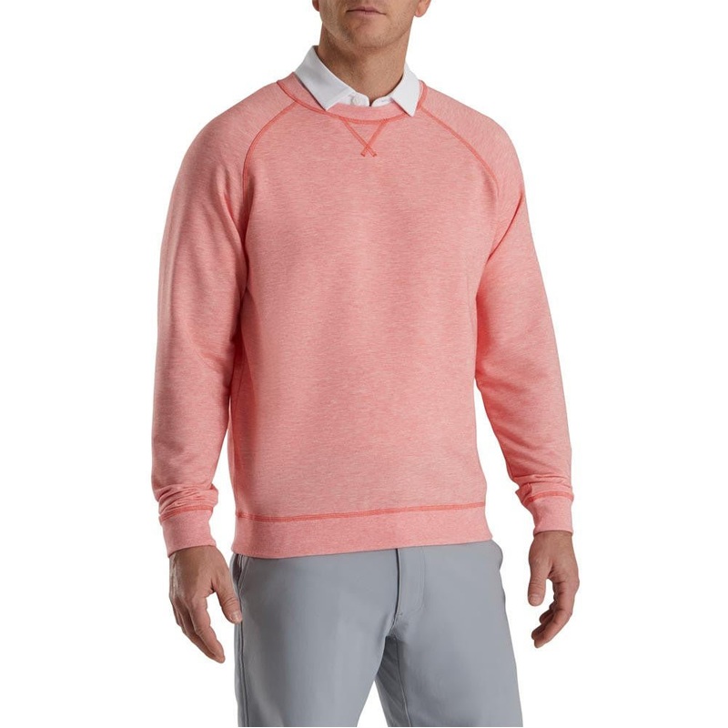 FootJoy French Terry Crewneck|Coral Heather|Dove Grey Heather|Navy|Ink Heather|Small|XX-Large|X-Large|Large|Medium