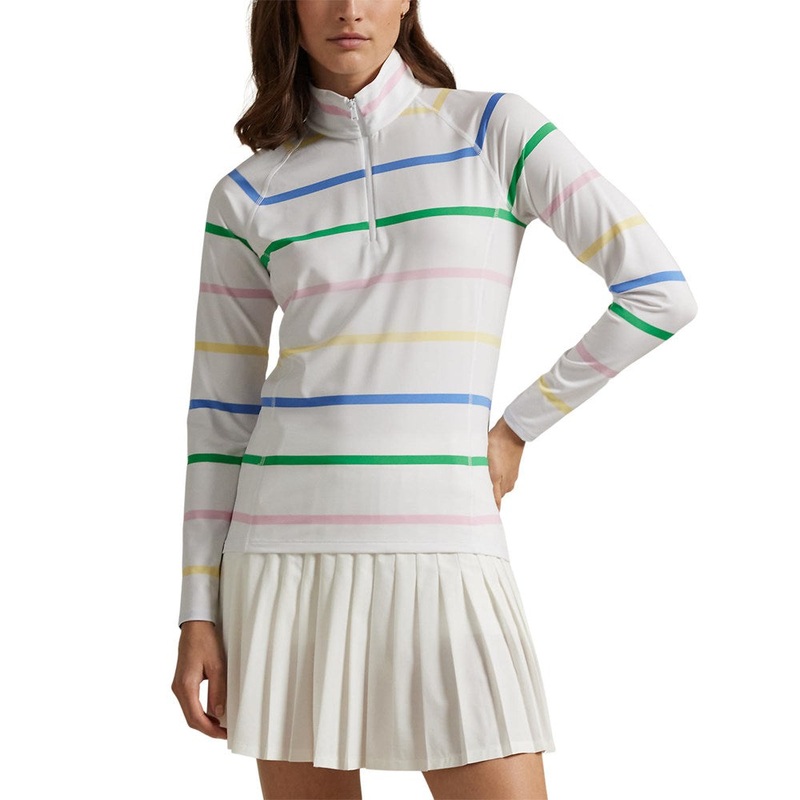 RLX Ralph Lauren Women’s Jersey UV Quarter Zip Golf Pullover – Ceramic White Multi