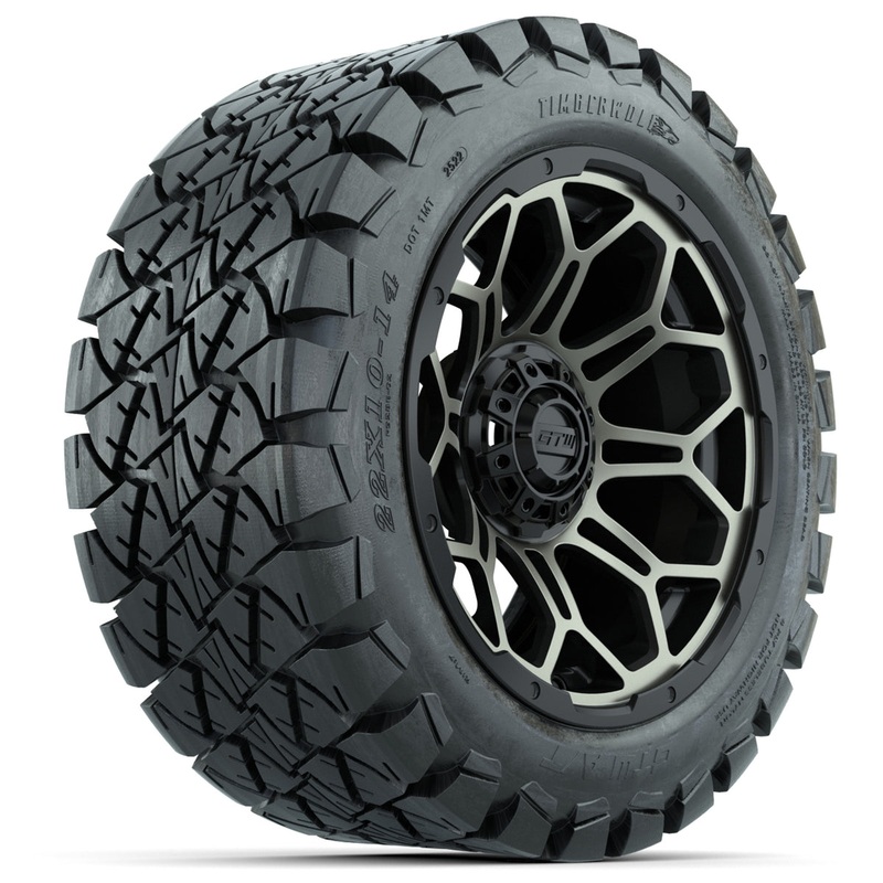 Set of (4) 14 in GTW Bravo Wheels with 22×10-14 GTW Timberwolf All-Terrain Tires PN# A19-527