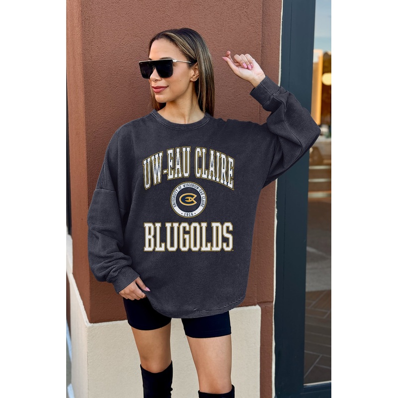 WISCONSIN-EAU CLAIRE BLUGOLDS RELENTLESS VINTAGE WASH CORDED PULLOVER