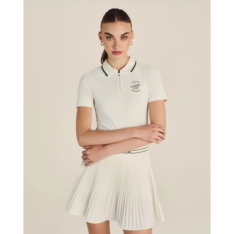 CAMILLA QUARTER ZIP SS POLO|Ivory|XS|S|M