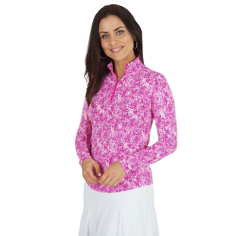 IBKUL Abstract Skin Print Long Sleeve Zip Mock Neck