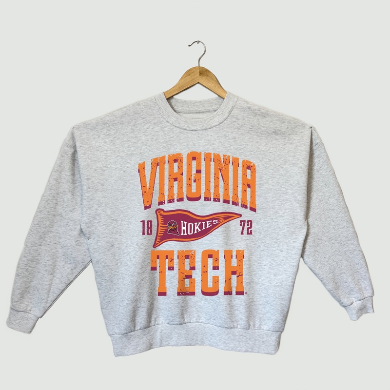 VIRGINIA TECH HOKIES PENNANT PRIDE PREMIUM FLEECE DROP SHOULDER CREWNECK PULLOVER