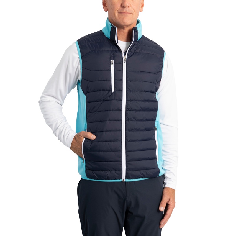 Sunderland Anton Padded Stretch Panel Performance Golf Gilet – Navy/ Aqua